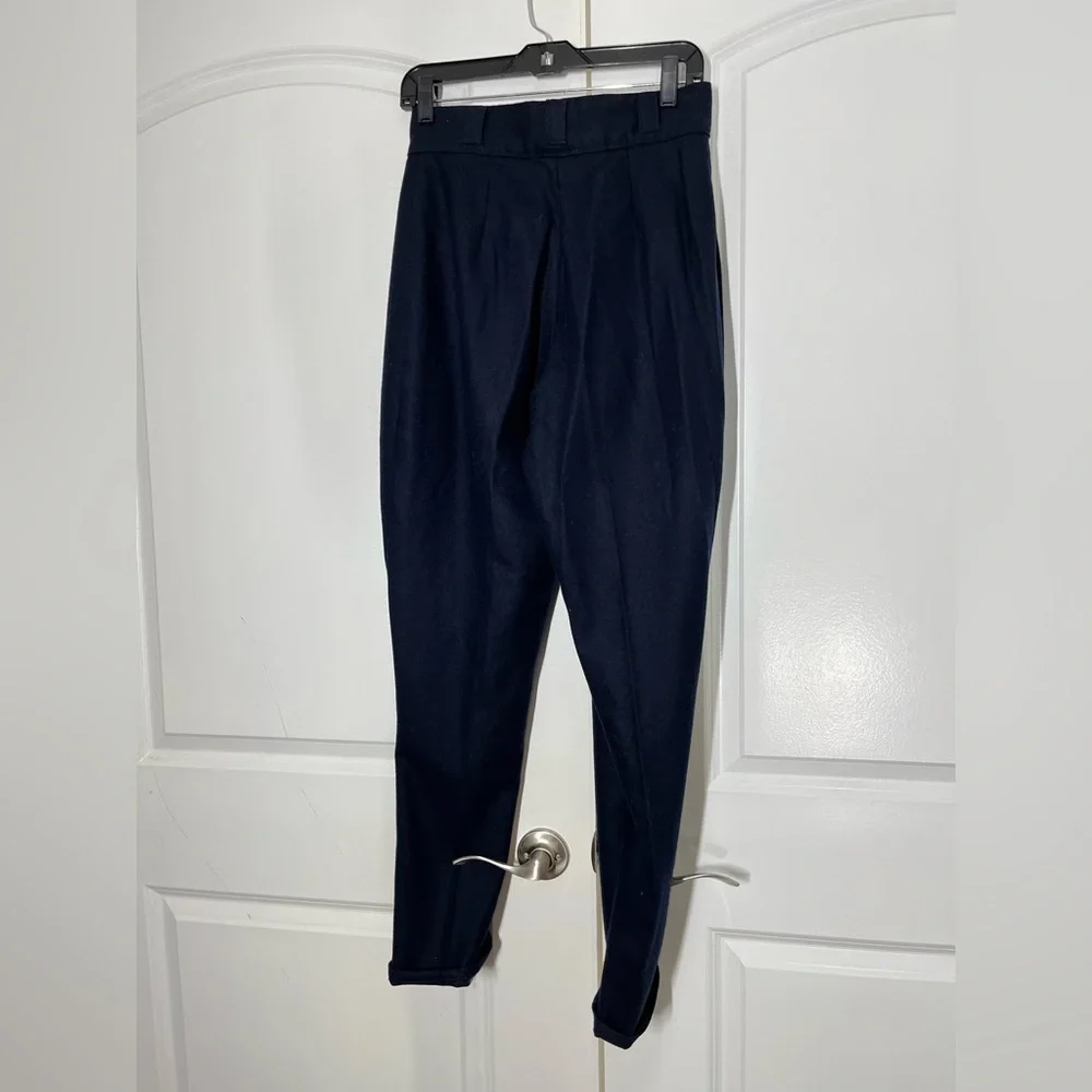 Vintage navy pleated trousers tapered legs - Picture 11 of 11